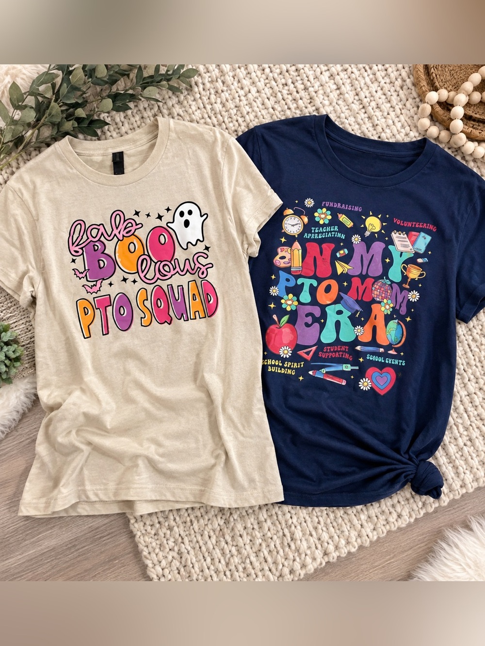 Two PTO t-shirt bundle, โin my PTO eraโ and โfab-boo-lous PTO squadโ size large